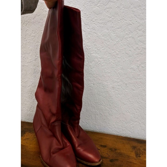 9 West Shoes - 9 West Women's Burgundy Leather Knee High Boots Slouchy Style Size 6.5